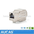 AUCAS Cat6 FTP liga de zinco módulo toolless / 8p8c RJ45 indoor keystone 90 graus jack módulo